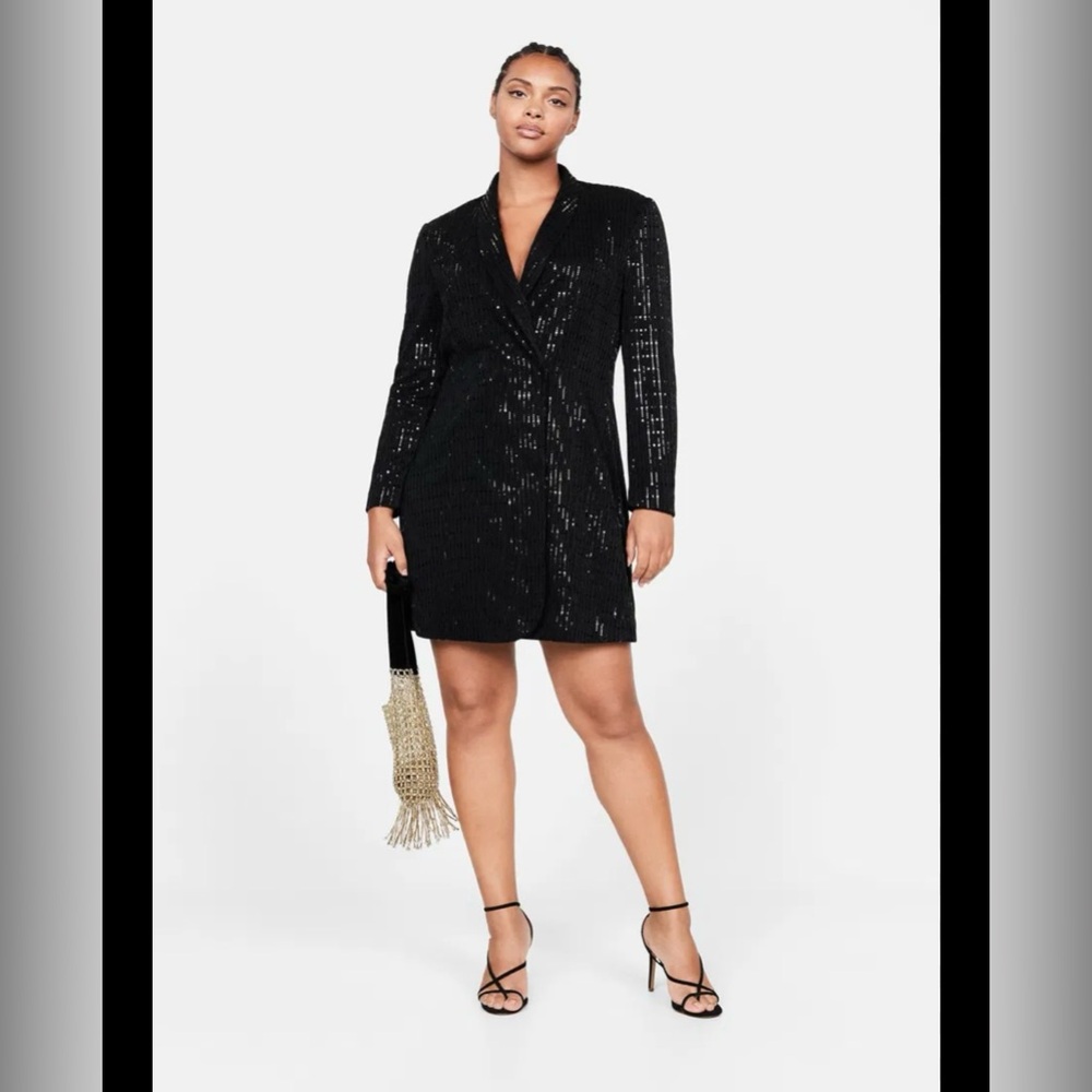 Mango Black Sequin Mini Blazer Dress